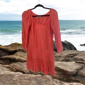 Coral Boho short Dress by Tropical Sz L/XL